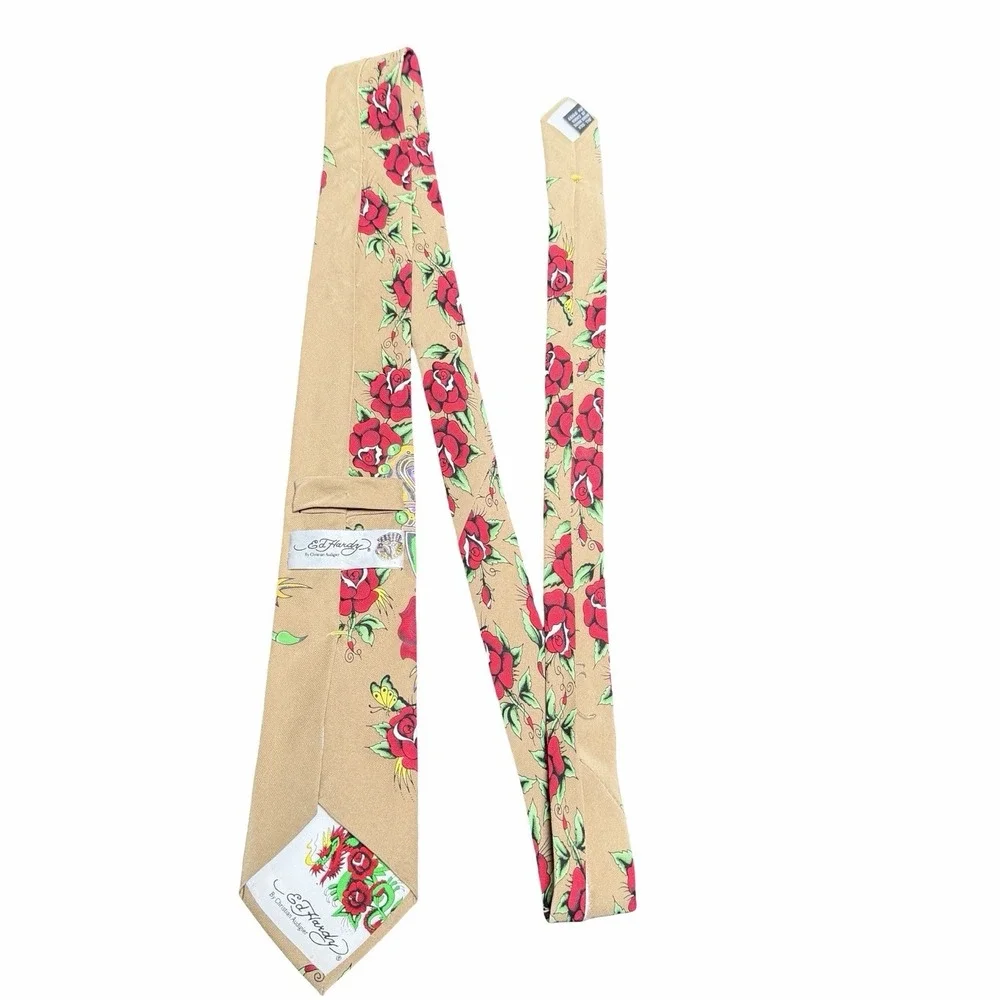 Ed Hardy By Christian Audigier Silk Neck Tie Skull Roses Dragon Tattoo 60